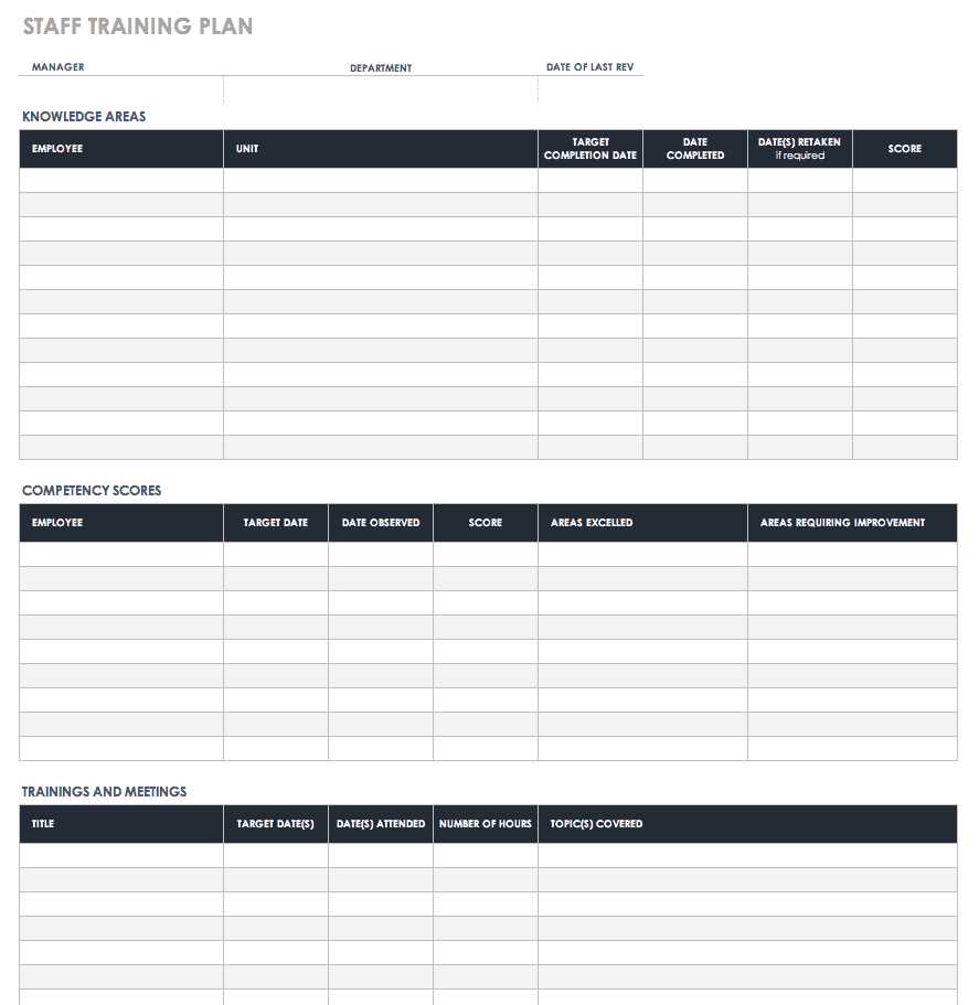 training calendar template xls