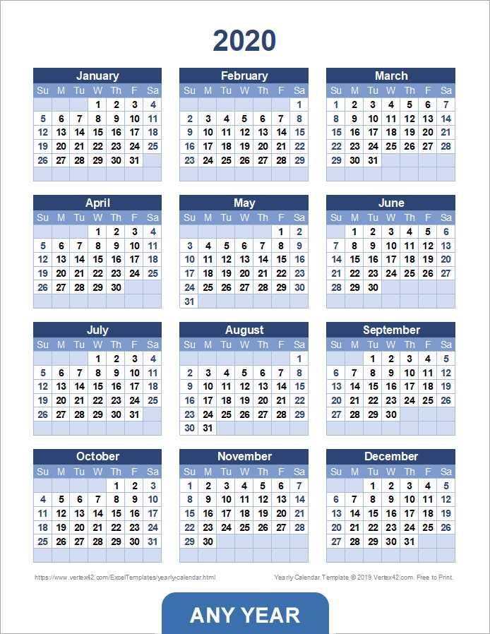 year event calendar template