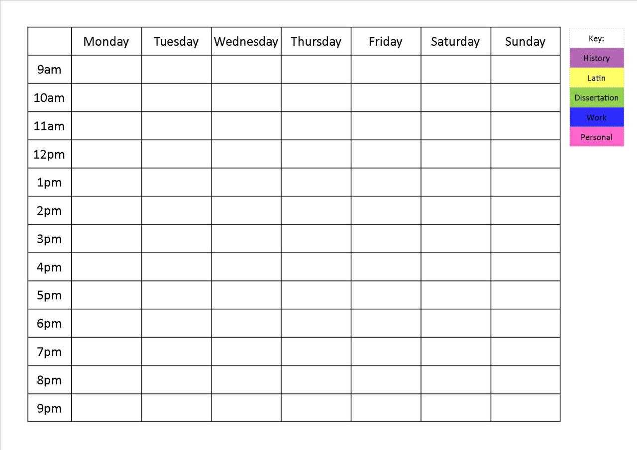 dissertation calendar template