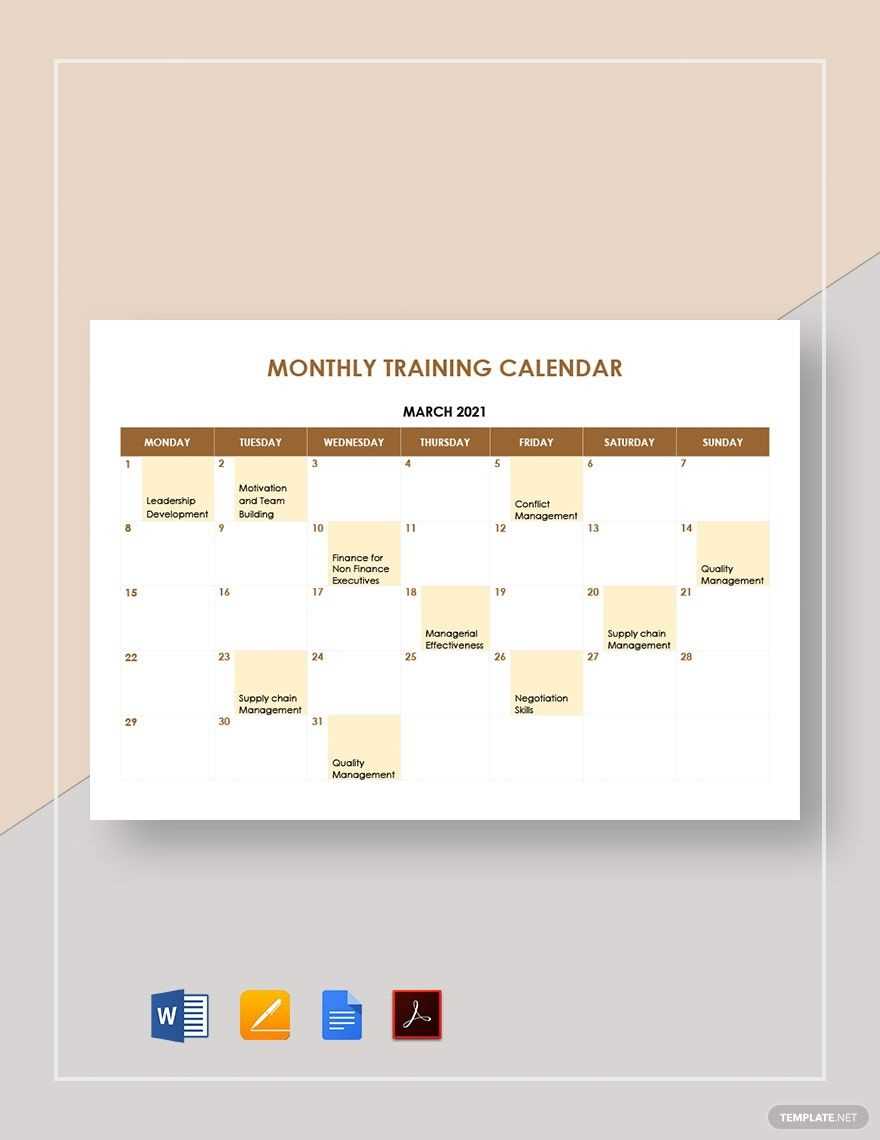 learning and development calendar template