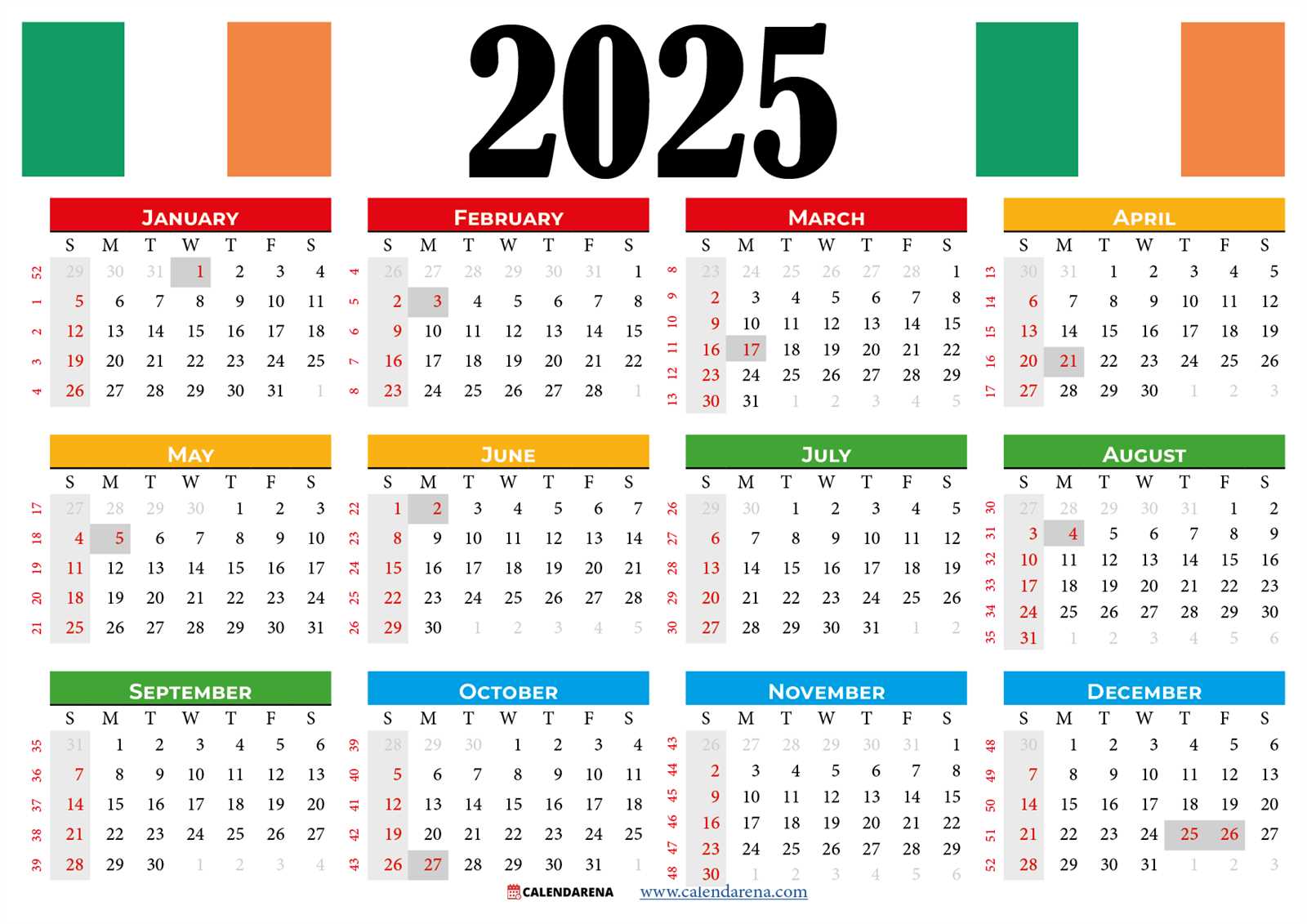 leave calendar template 2025