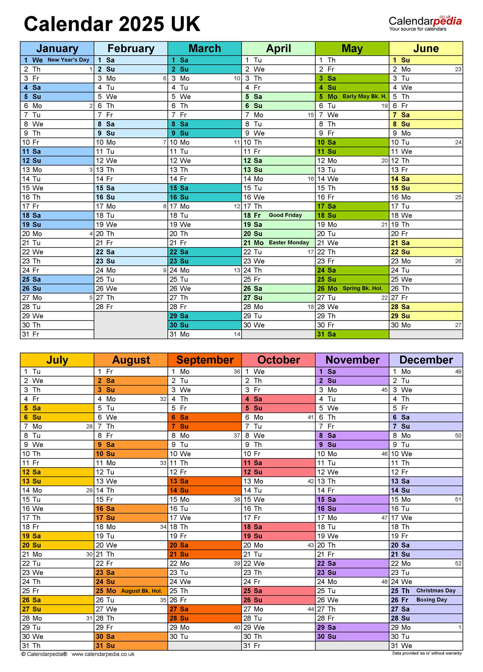 leave calendar template 2025