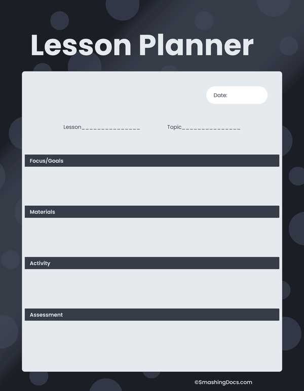 lesson planning calendar template