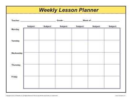 lesson planning calendar template