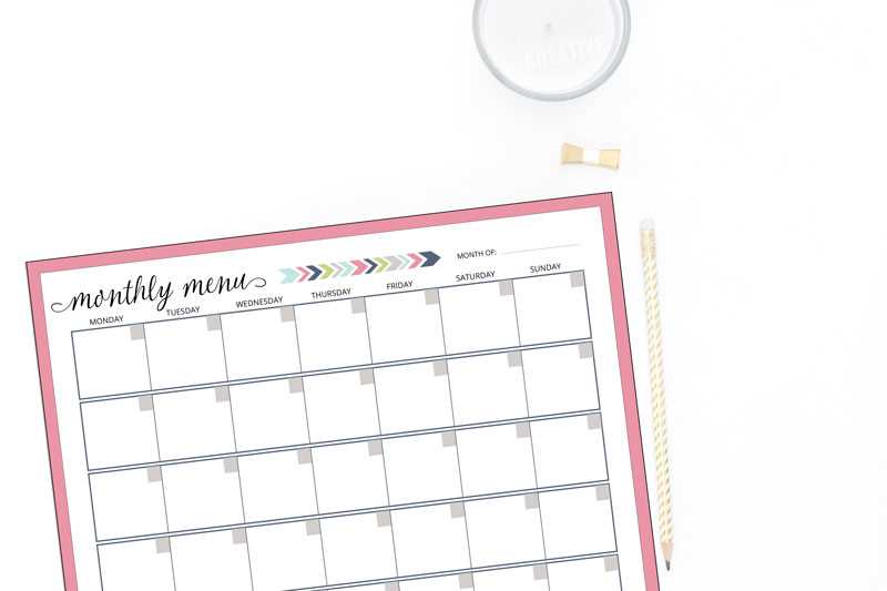 meal calendar template free