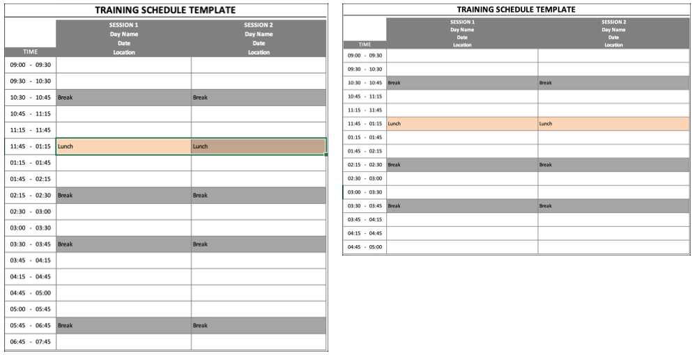 corporate training calendar template