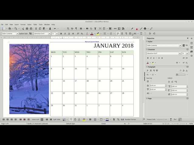 libreoffice calendar template