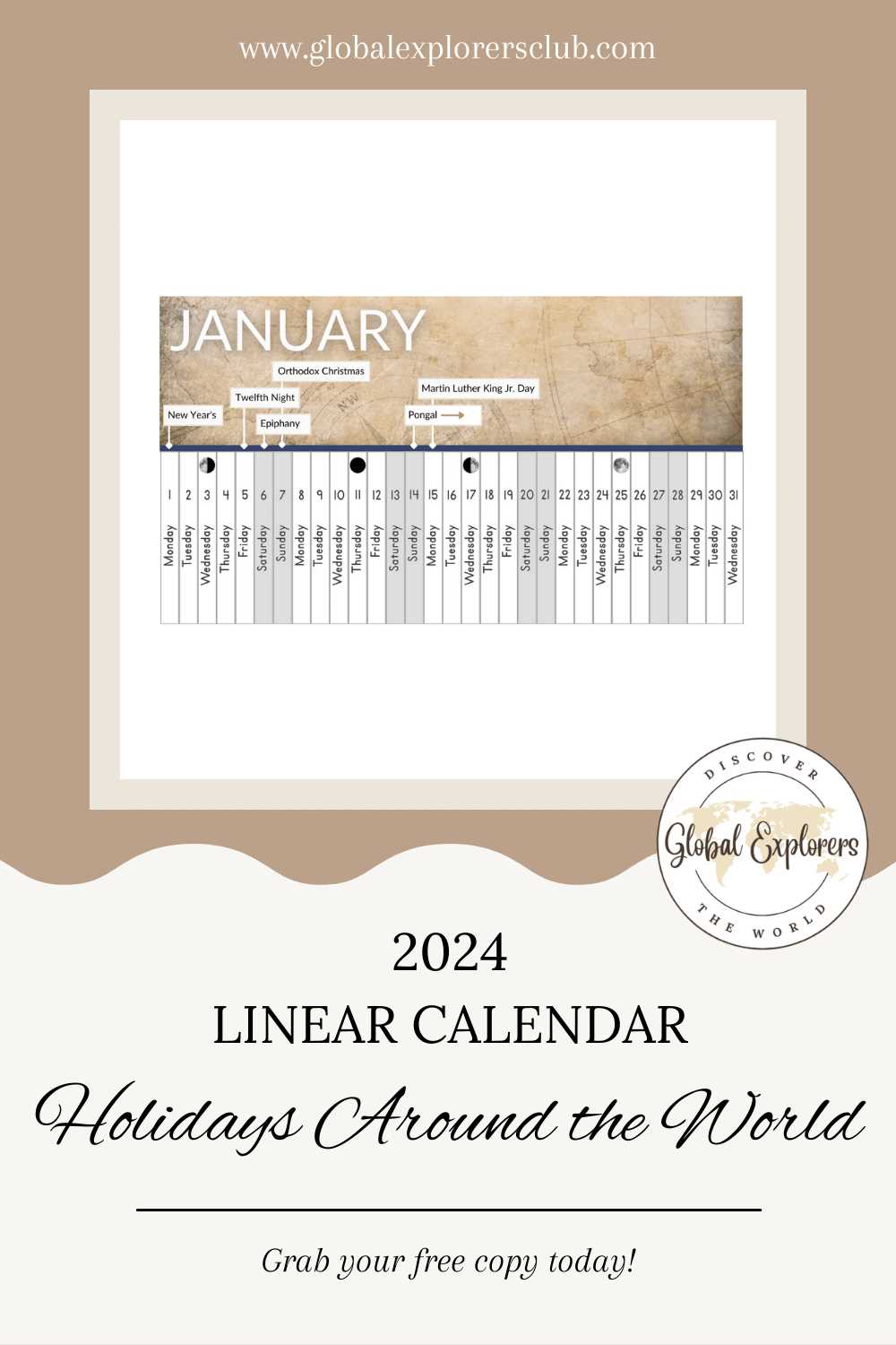 linear calendar template