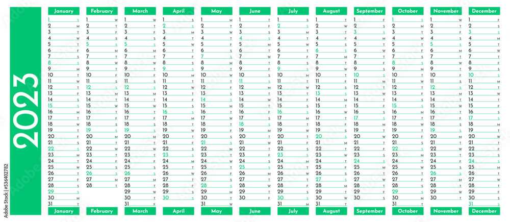 linear calendar template