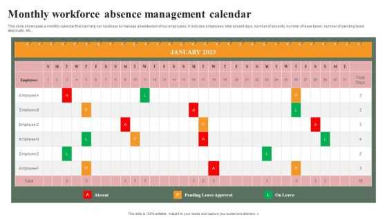 absence calendar template