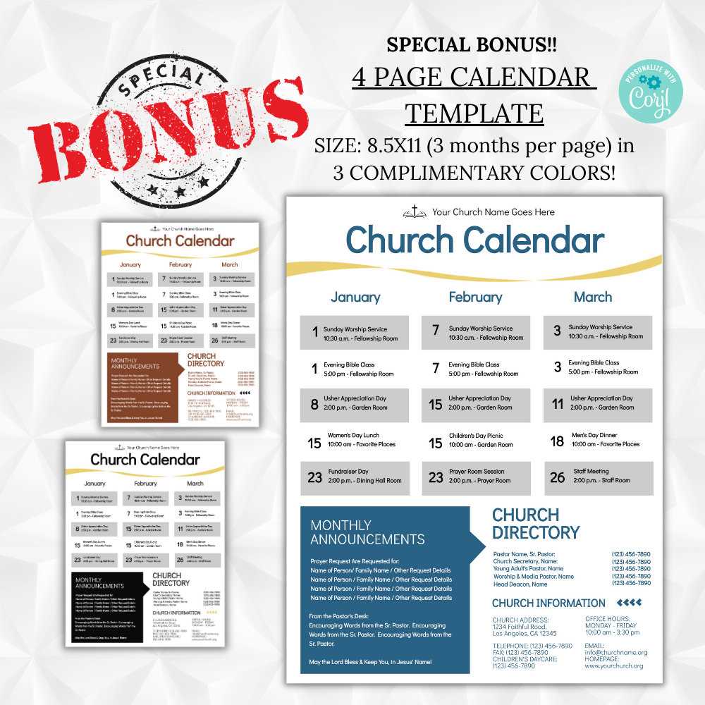 church event calendar template