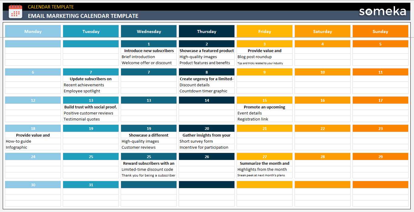 advertising calendar template