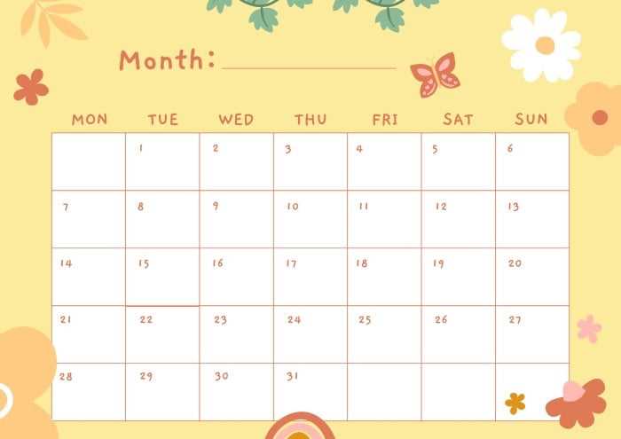 spring calendar template