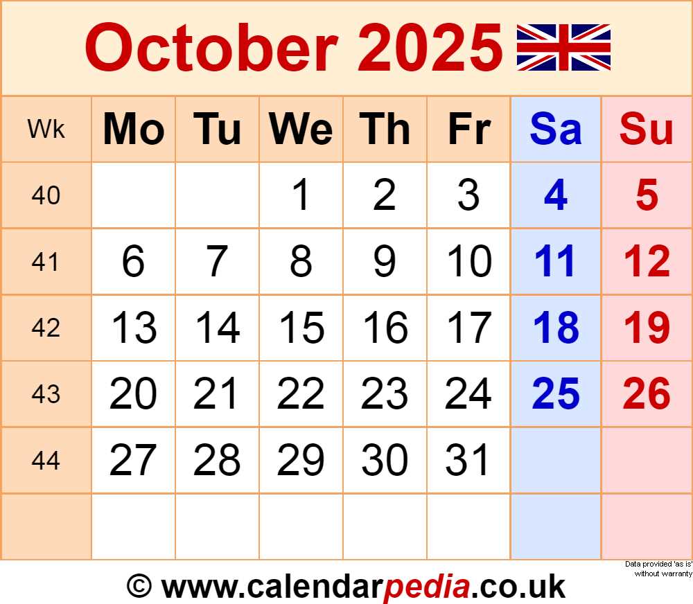 blank calendar template october 2025 printable