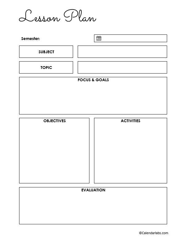 teacher weekly calendar template