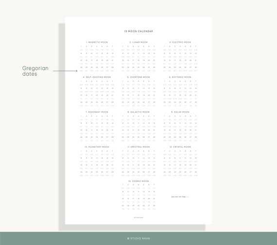 moon calendar template