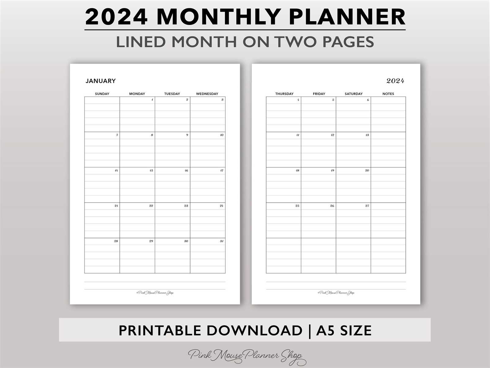 double month calendar template