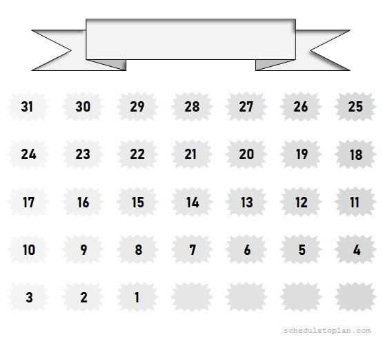 countdown calendar template printable