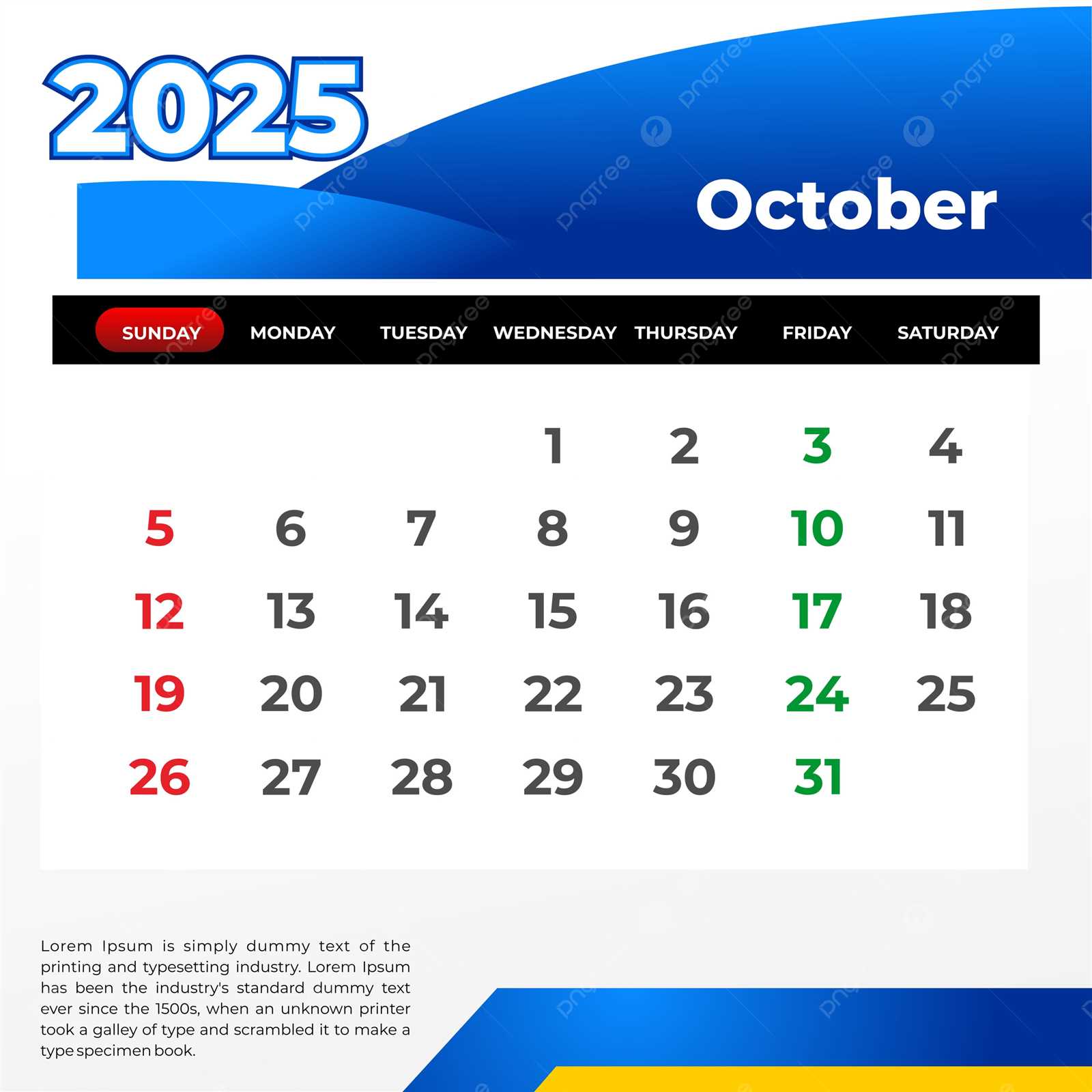 calendar october 2025 template