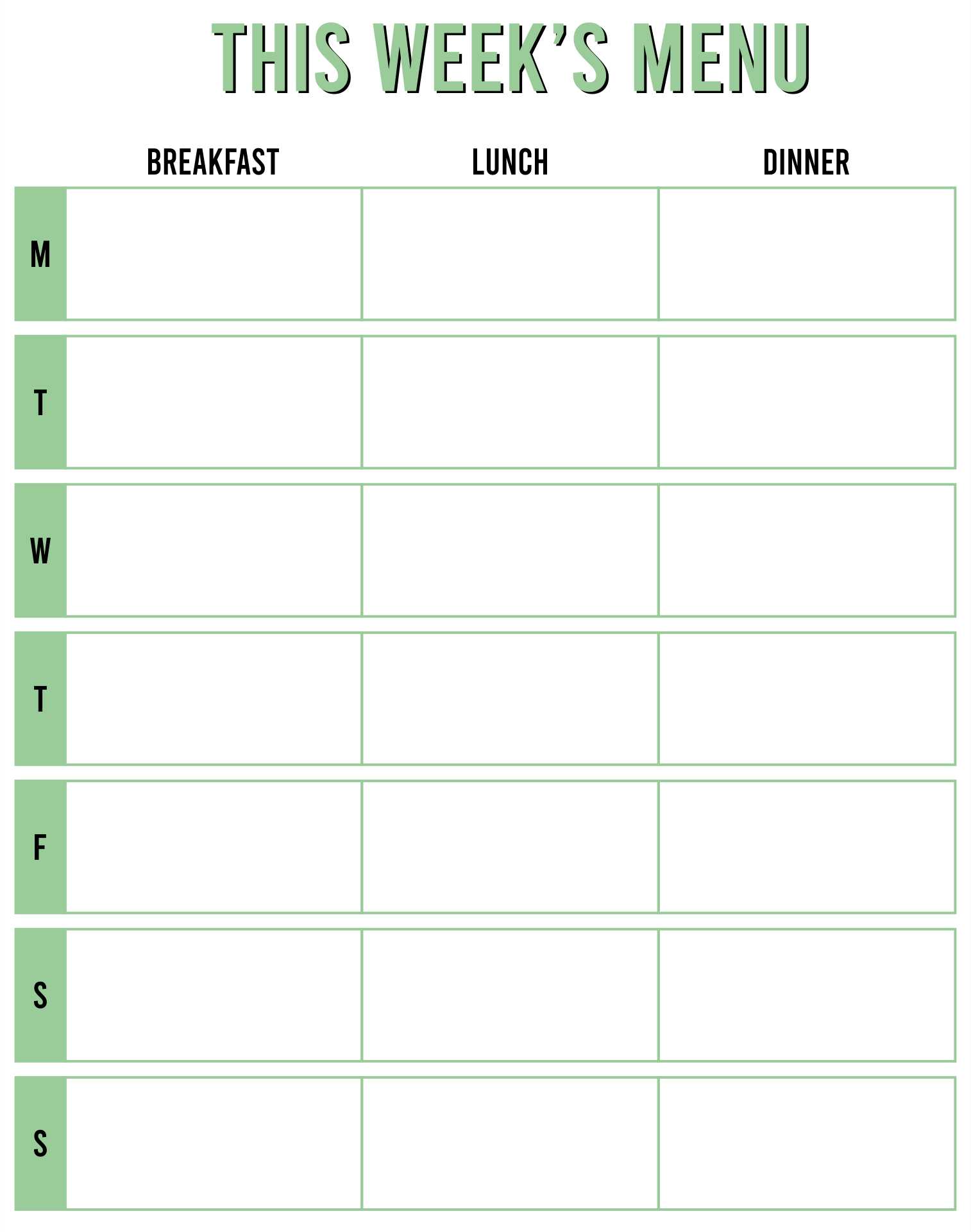 lunch calendar template