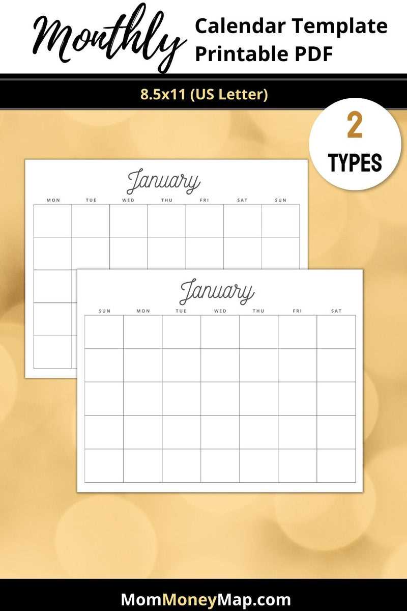 calendar template monthly