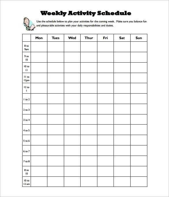 calendar of activity template