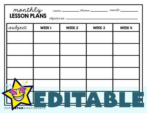 lesson calendar template