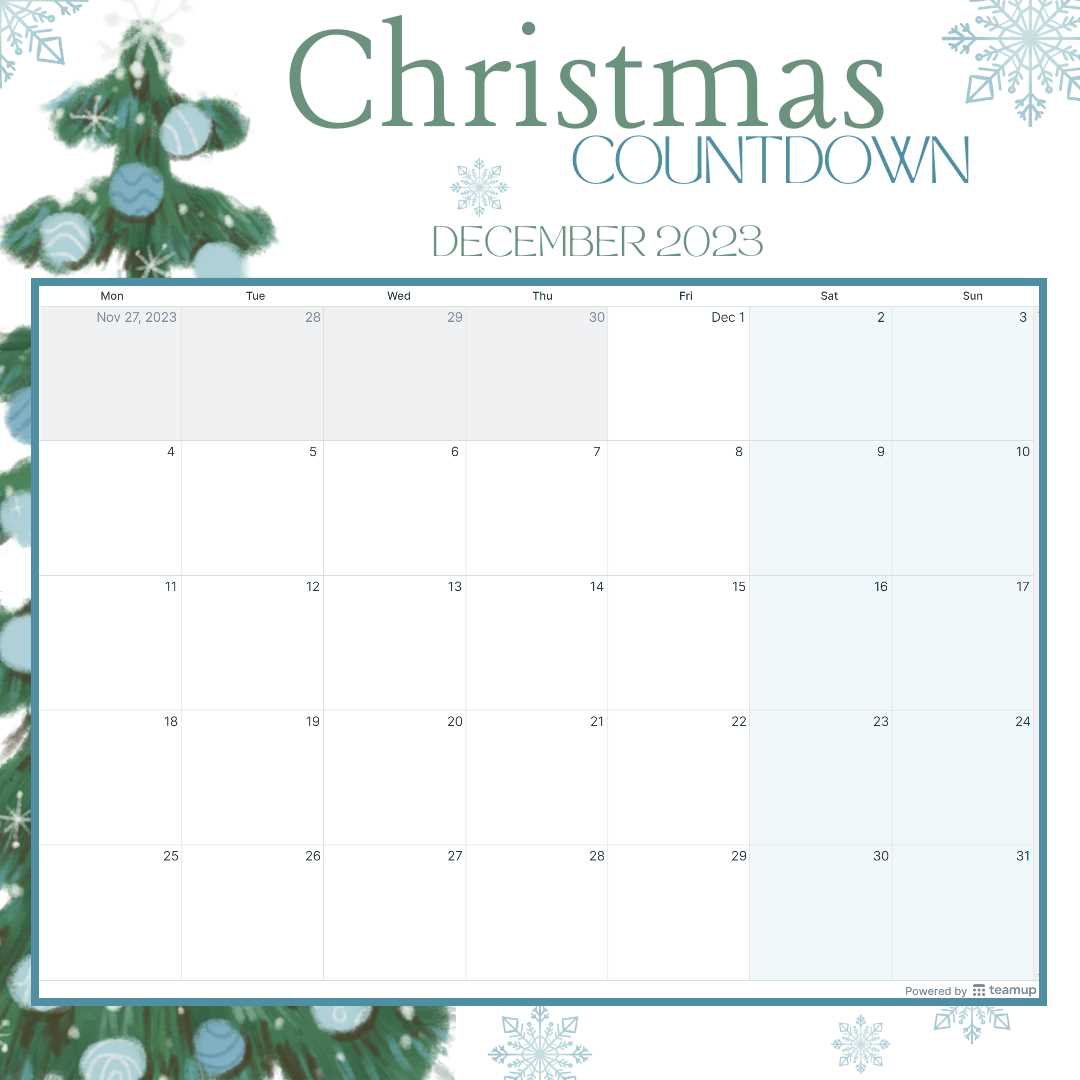 free holiday calendar templates