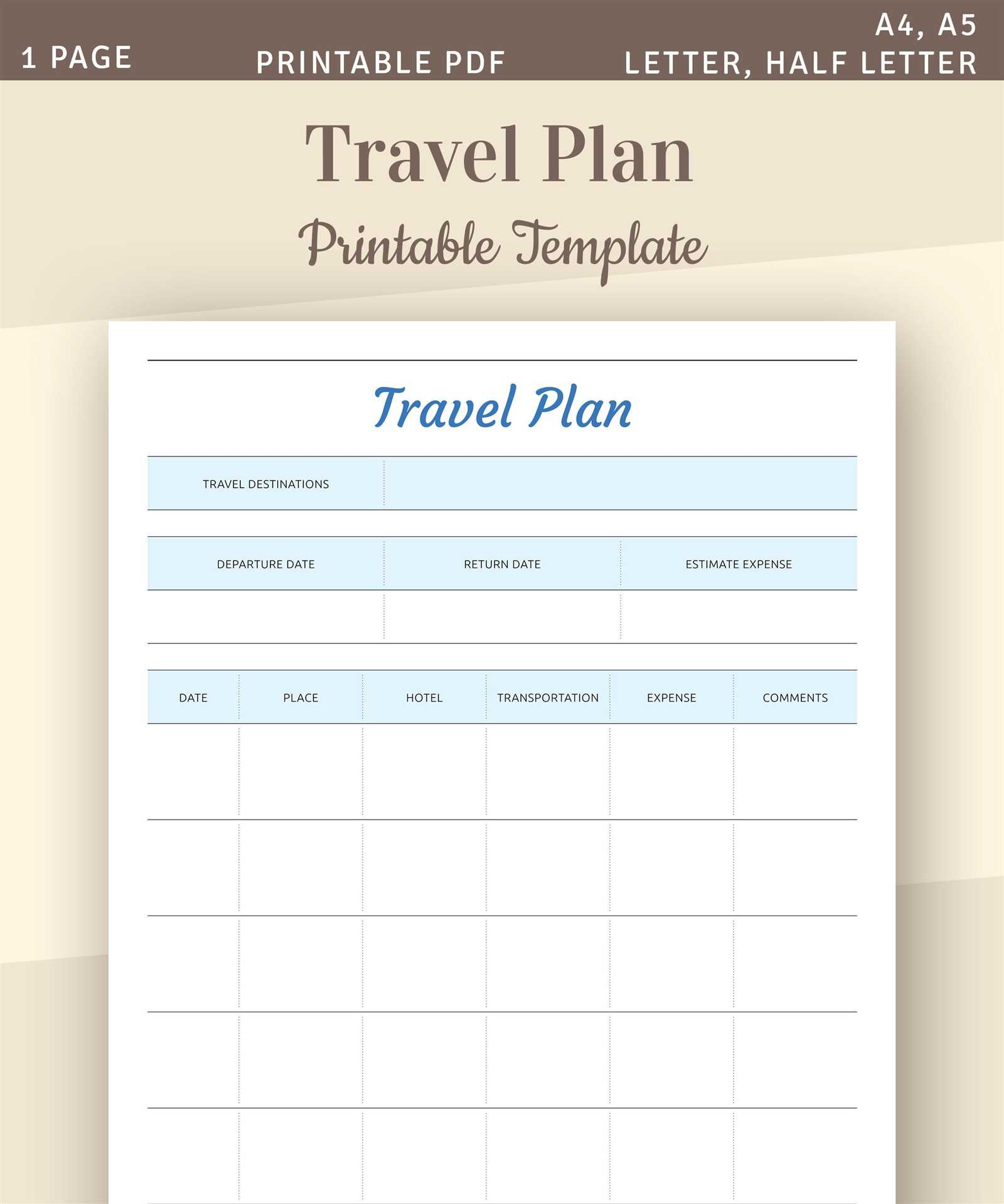 travel calendar template