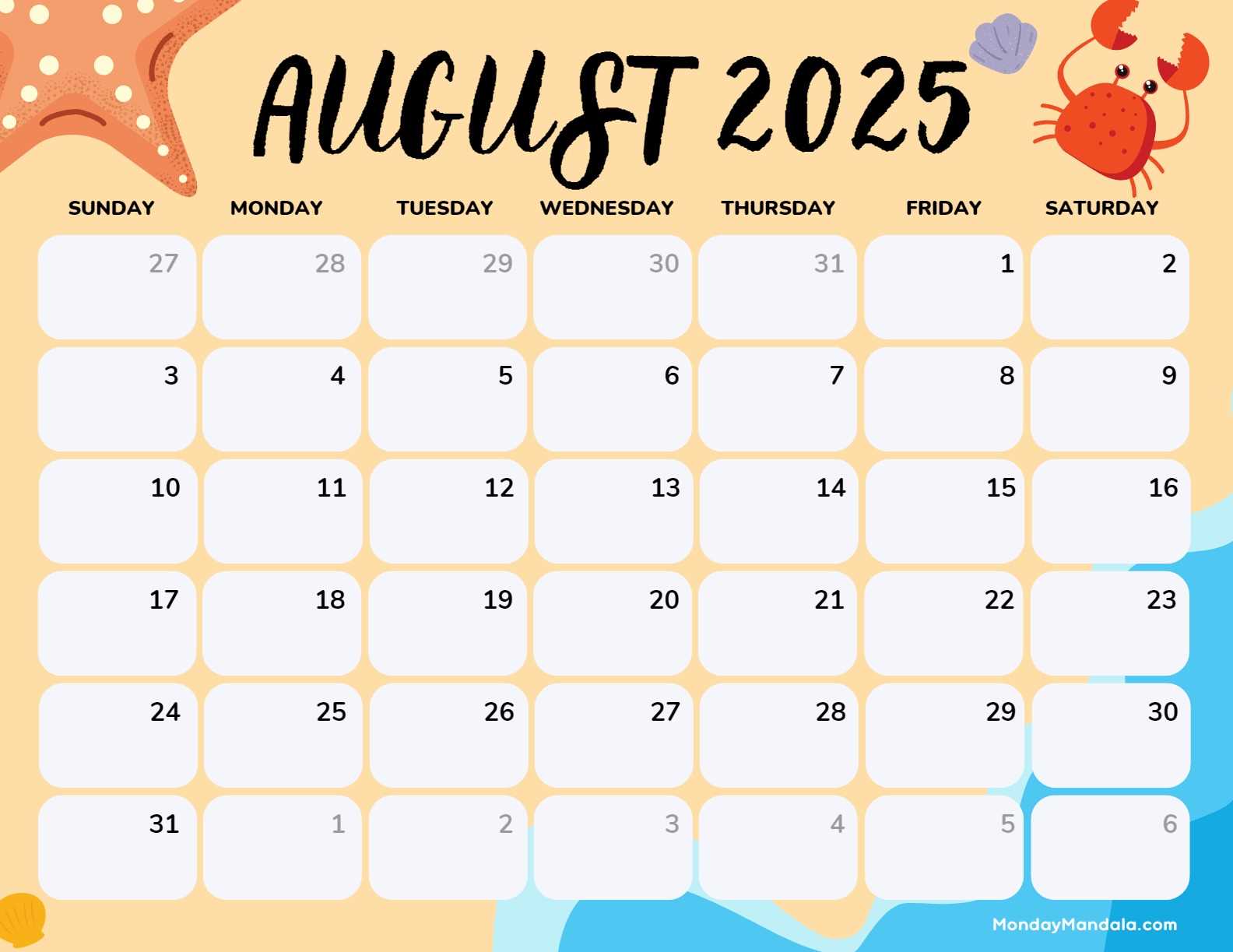 editable calendar template august 2025