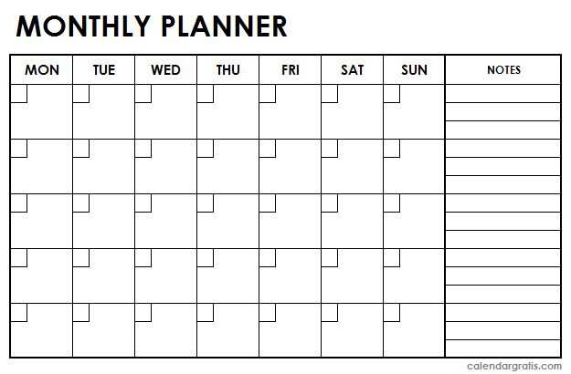 monthly printable calendar template