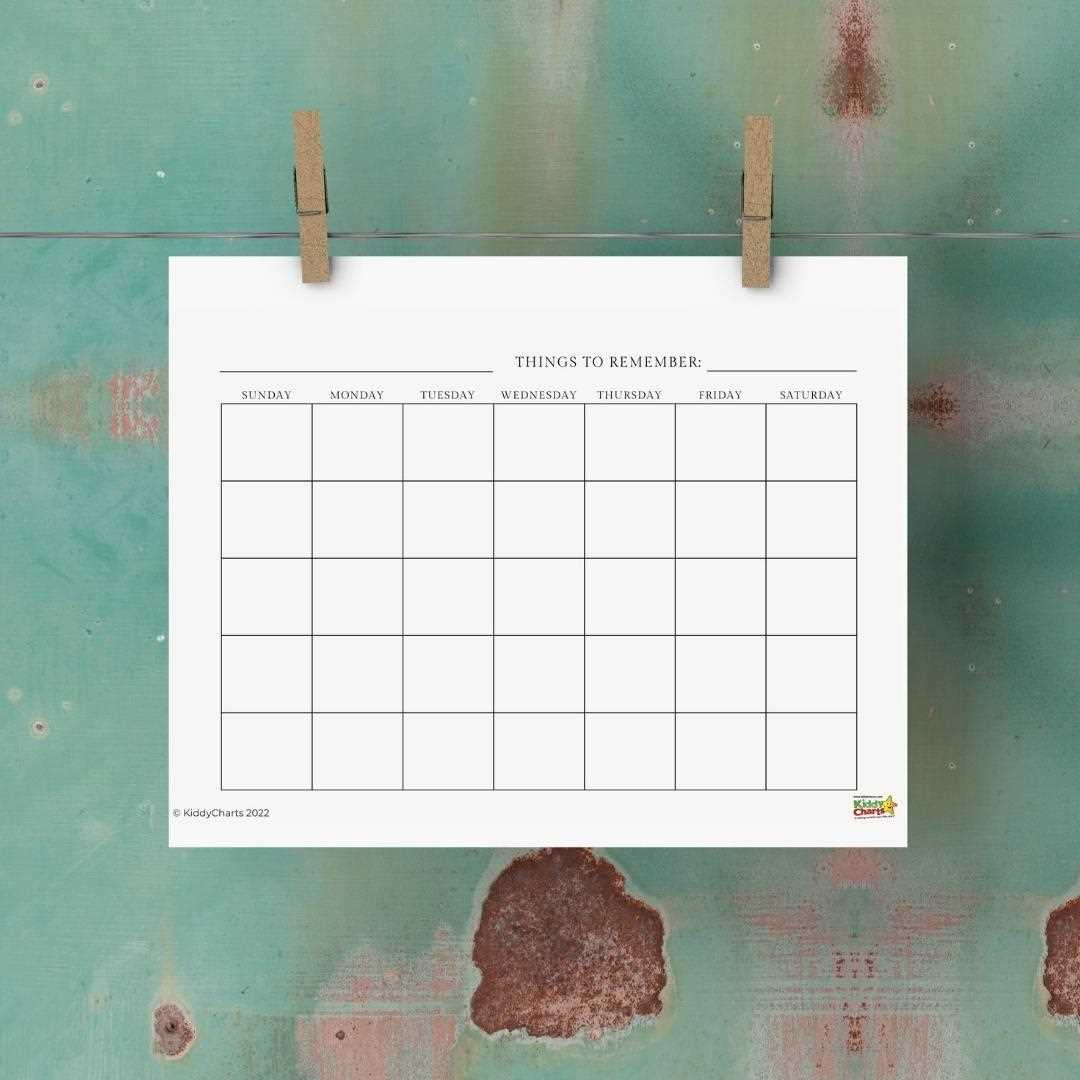 blank calendar template horizontal