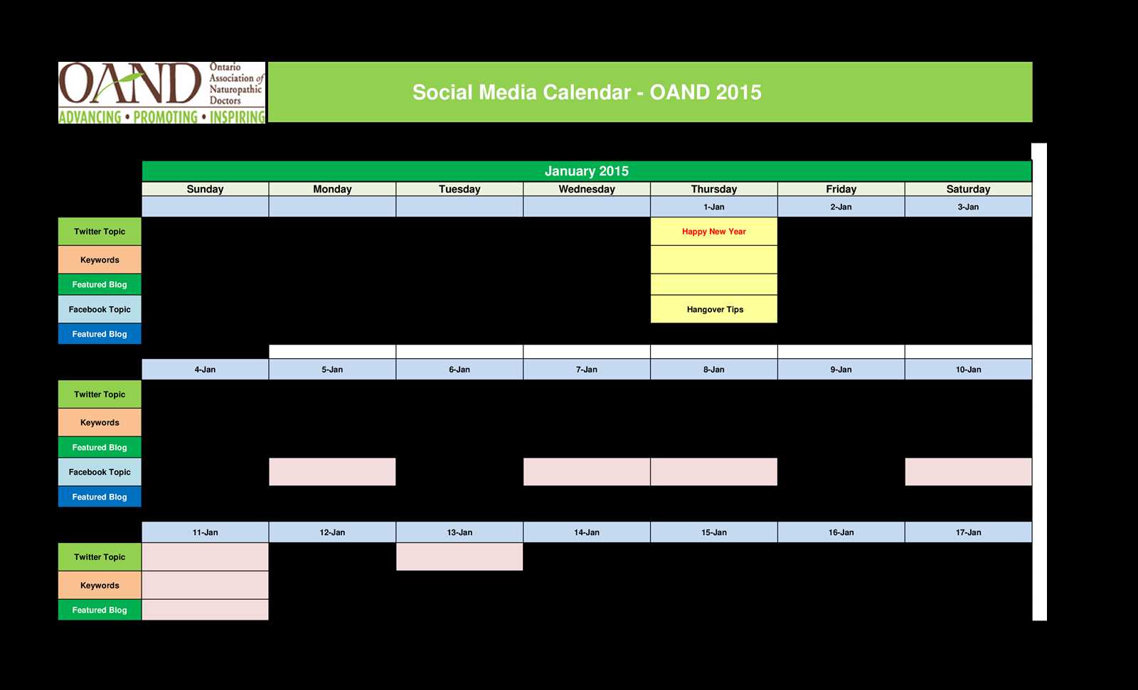 marketing calendar templates