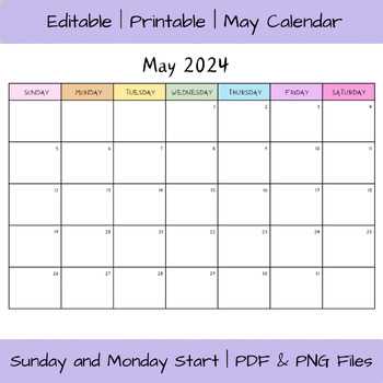 may calendar template