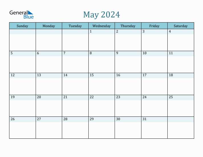 may monthly calendar template