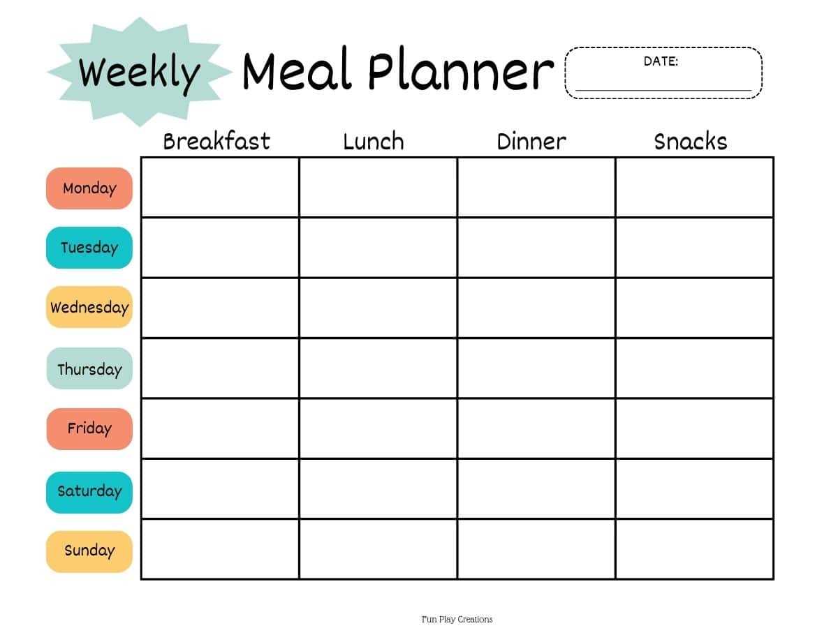 meal calendar template free