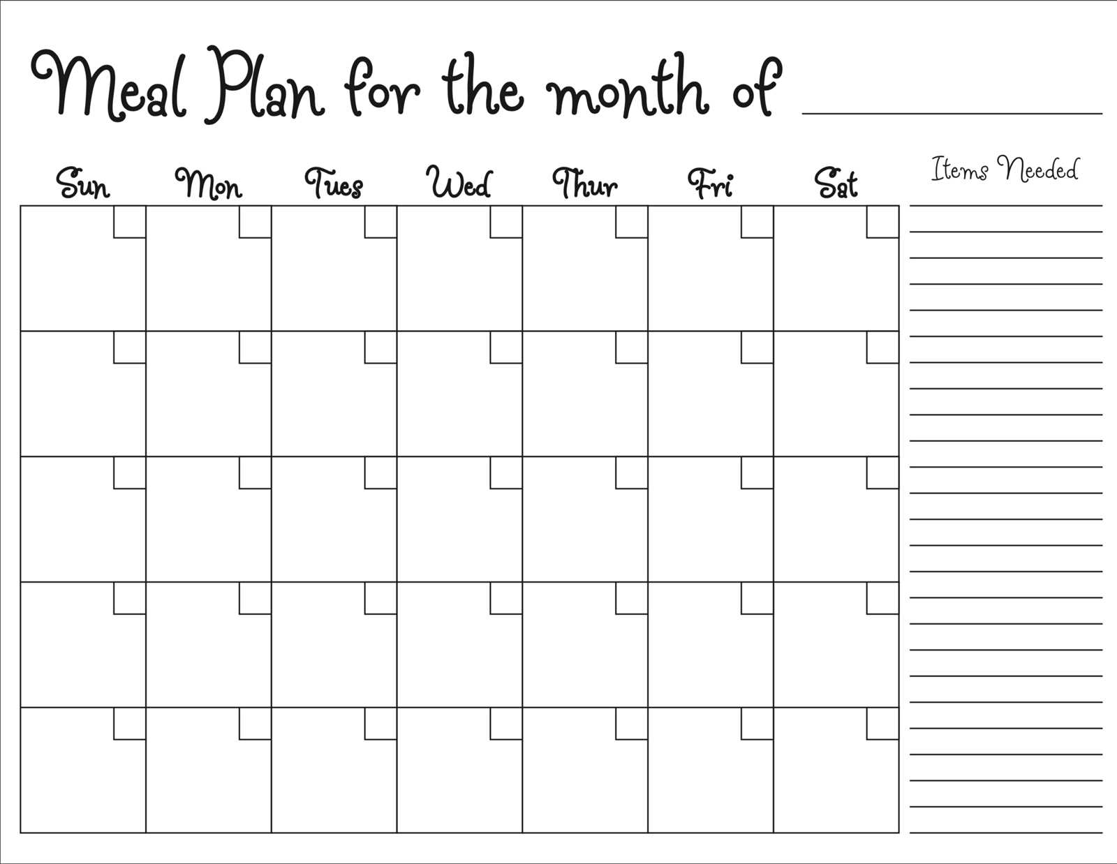 meal planning calendar template