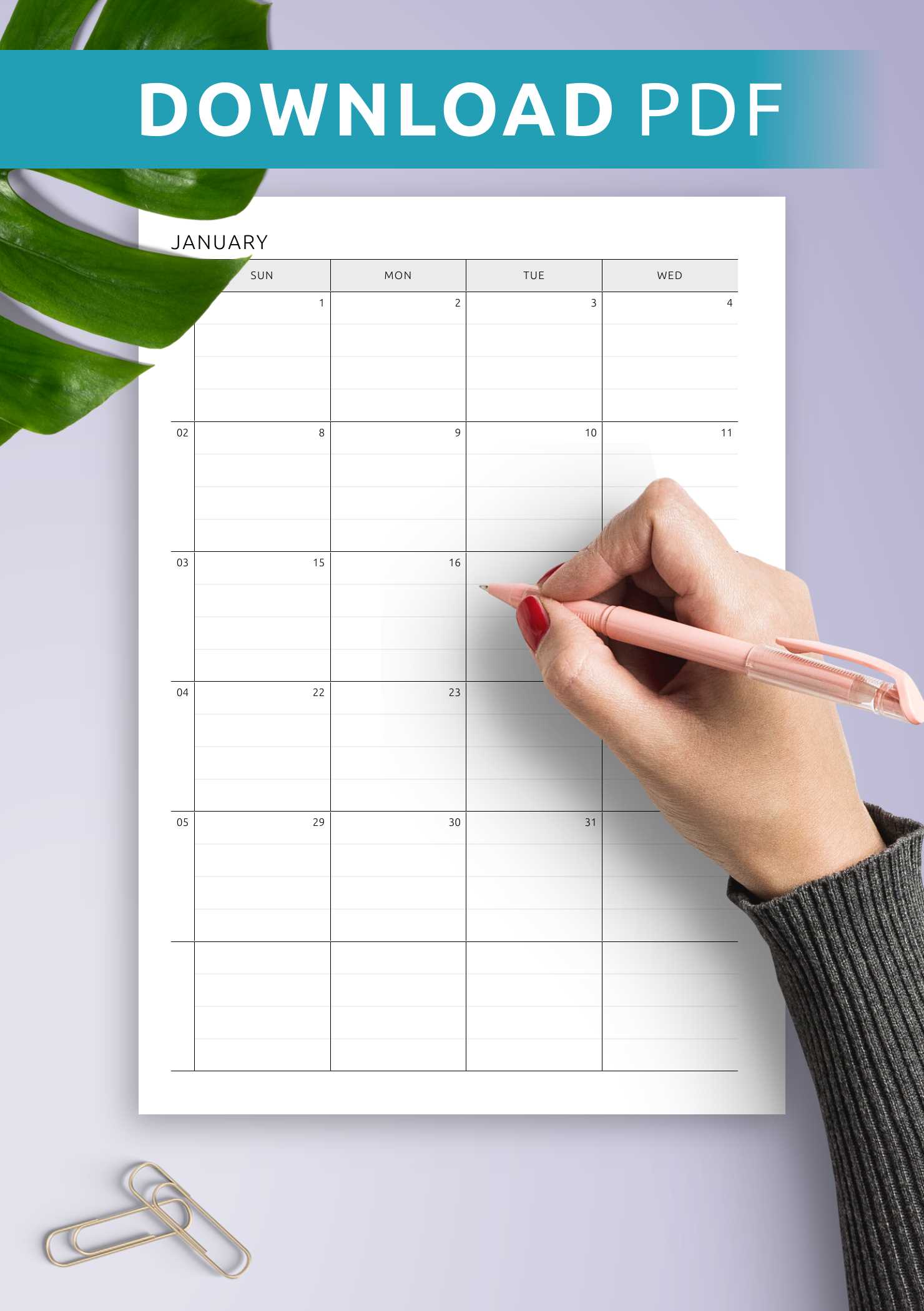 double sided calendar template