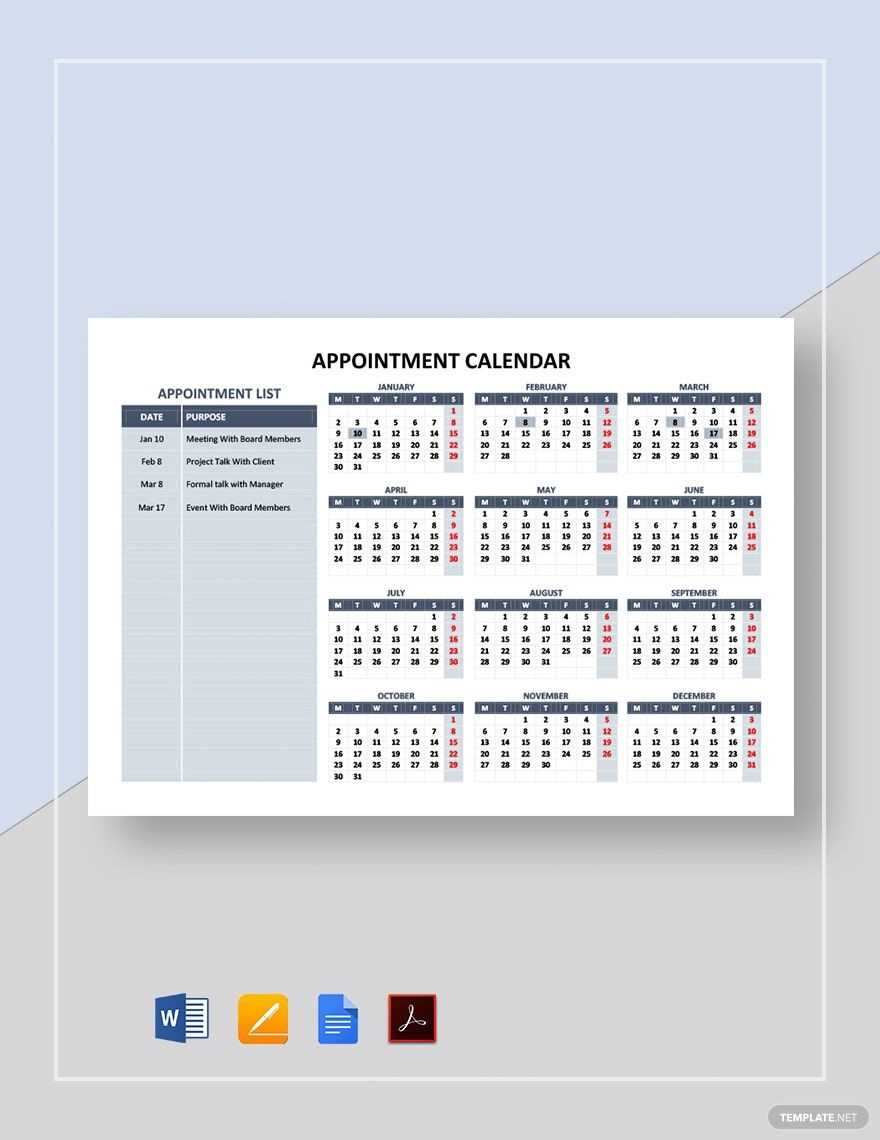 medical appointment calendar template