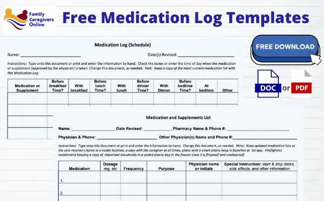 medication calendar template