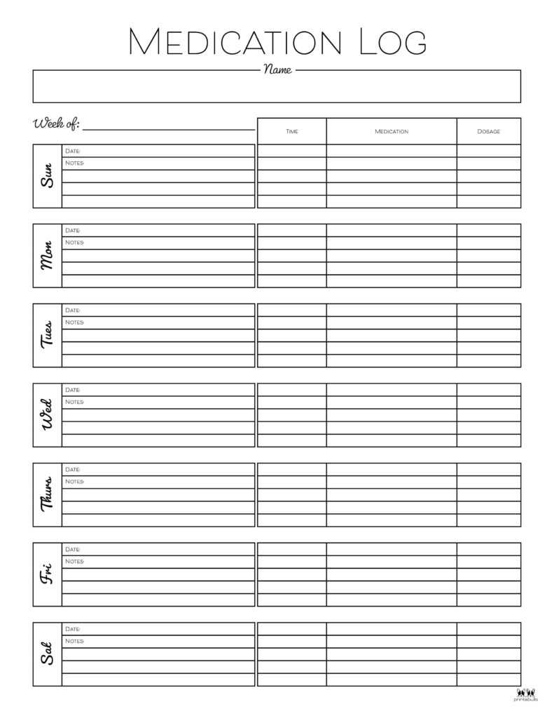 medication calendar template