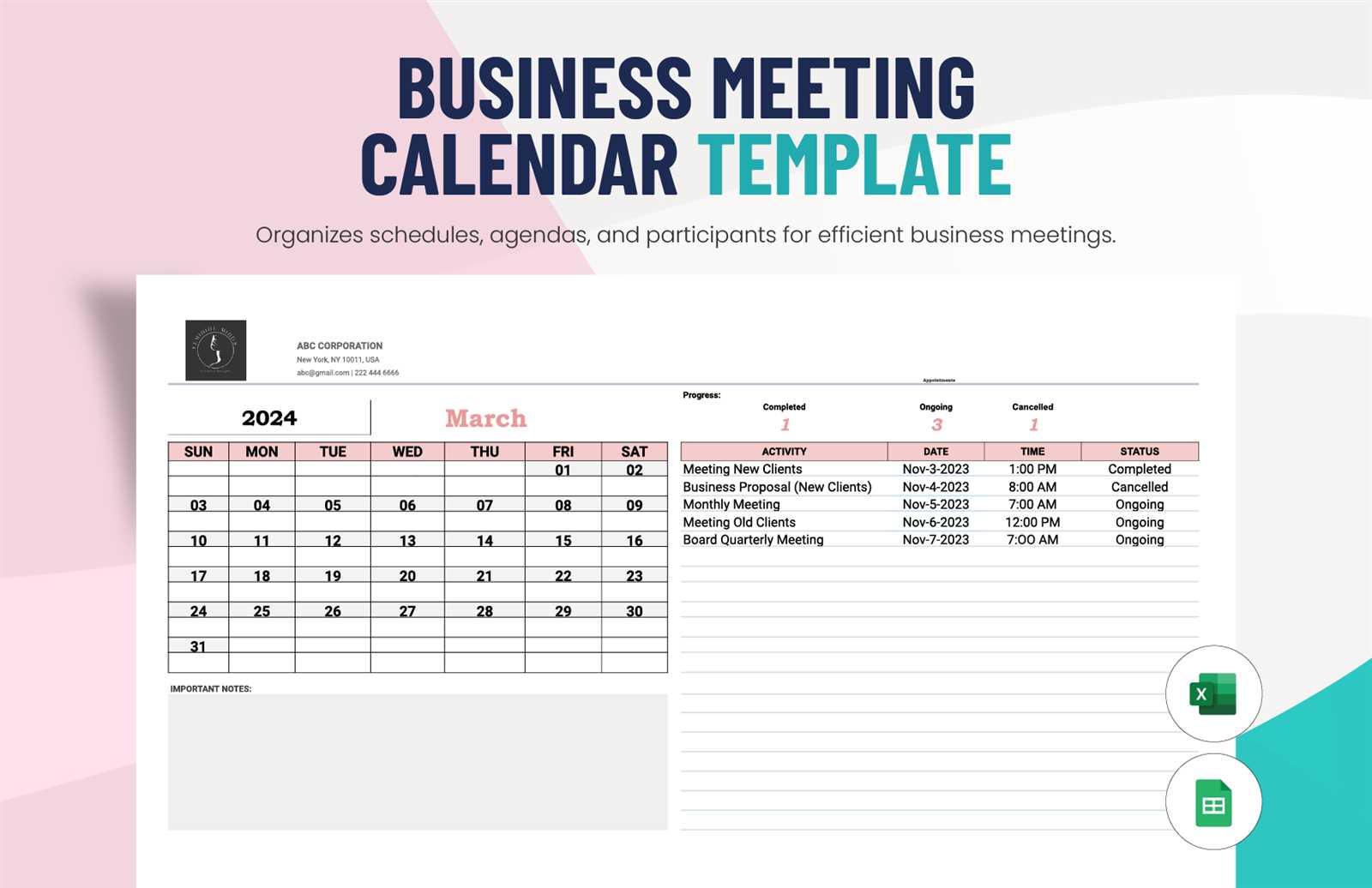 meeting calendar template