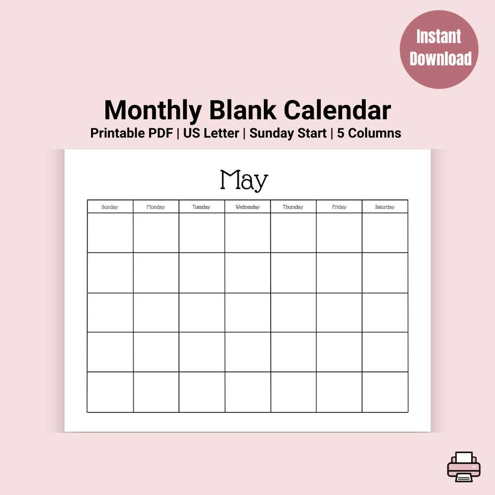 blank calendar template horizontal