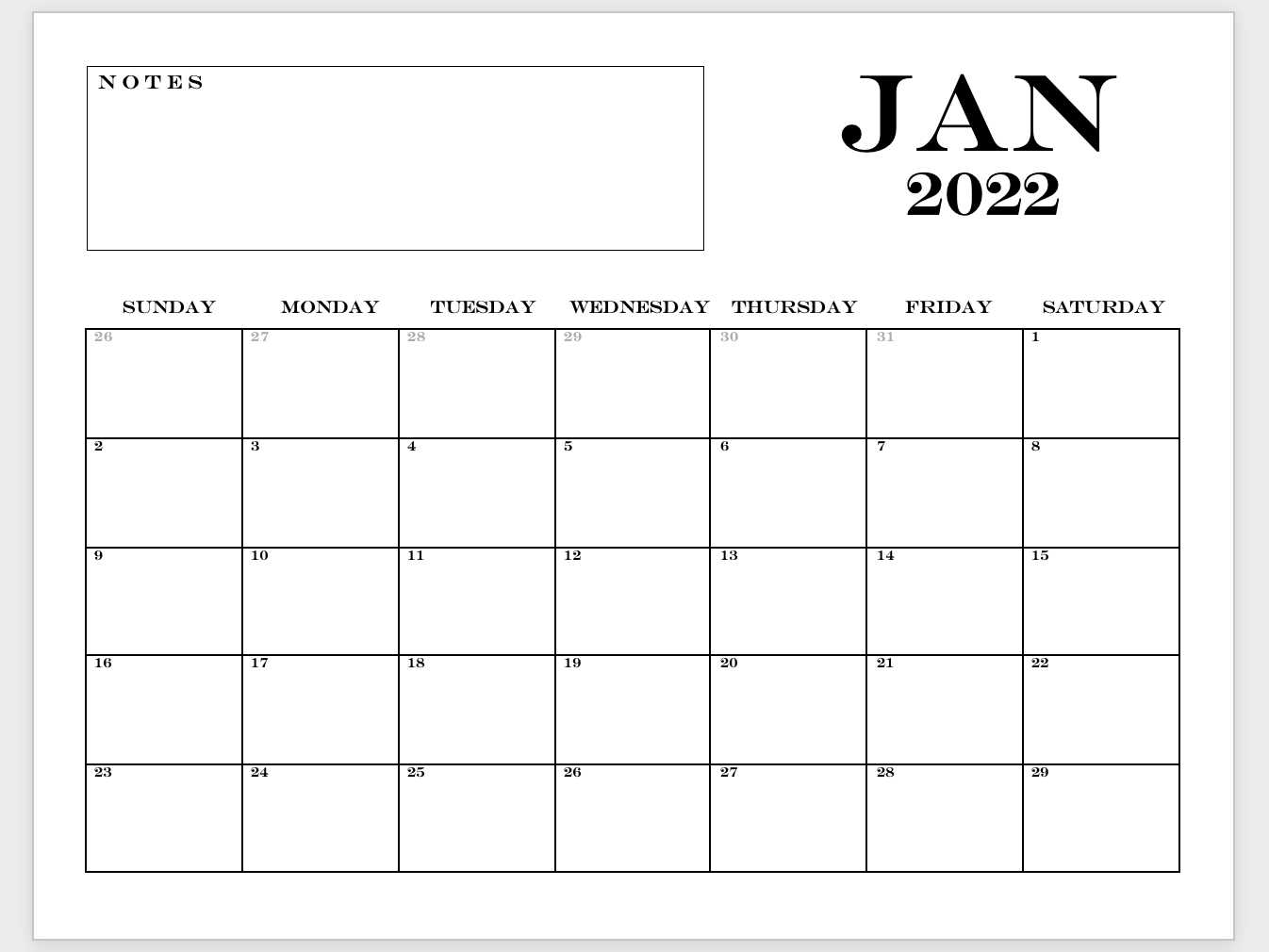 microsoft calendar template