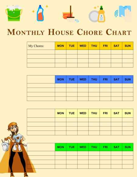 monthly chores calendar template