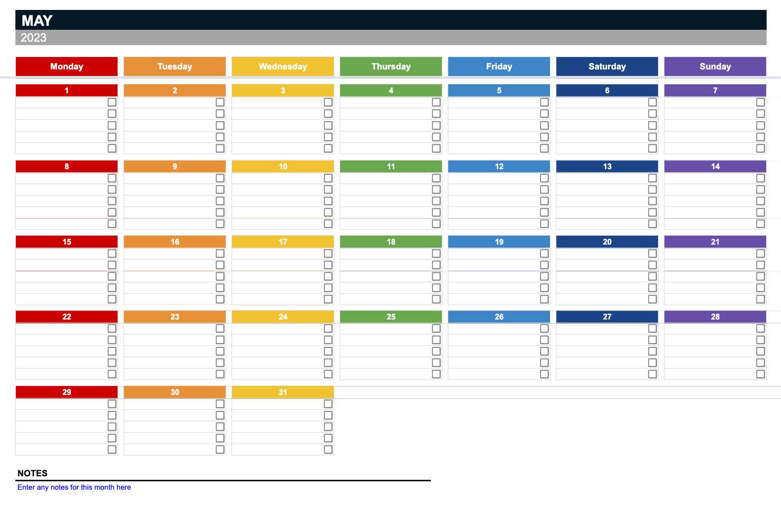 visual calendar template