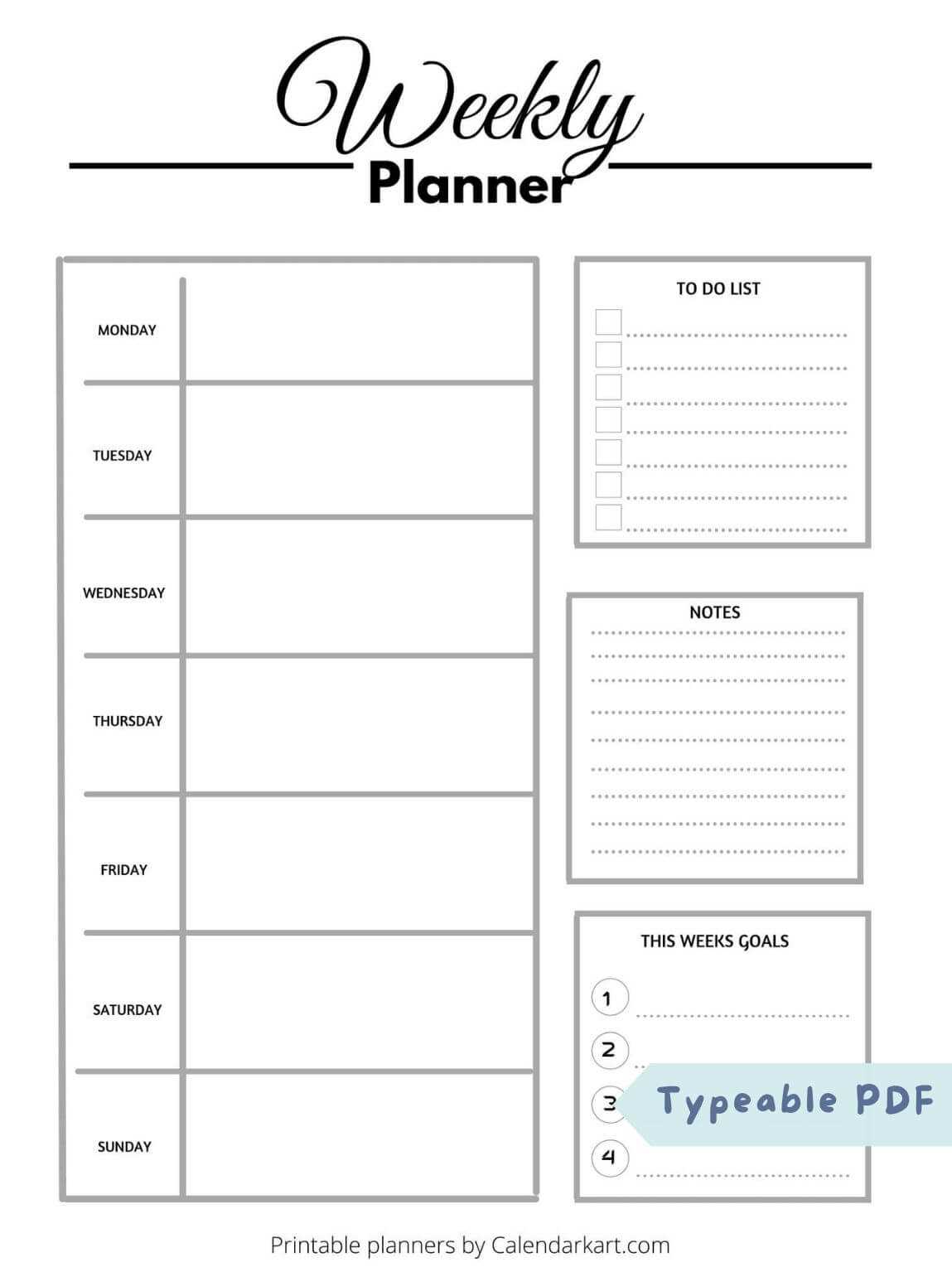 monday to friday calendar template