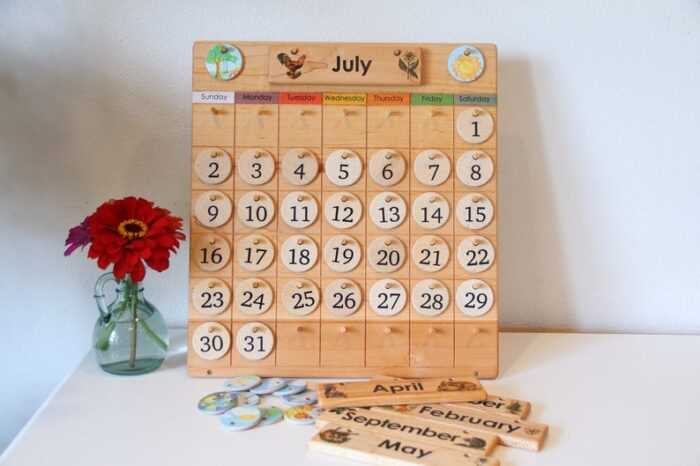 montessori calendar template