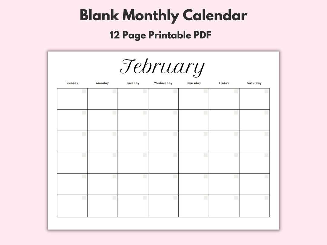 month calendar template blank