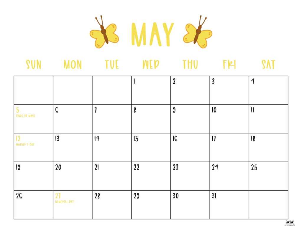 month of may calendar template